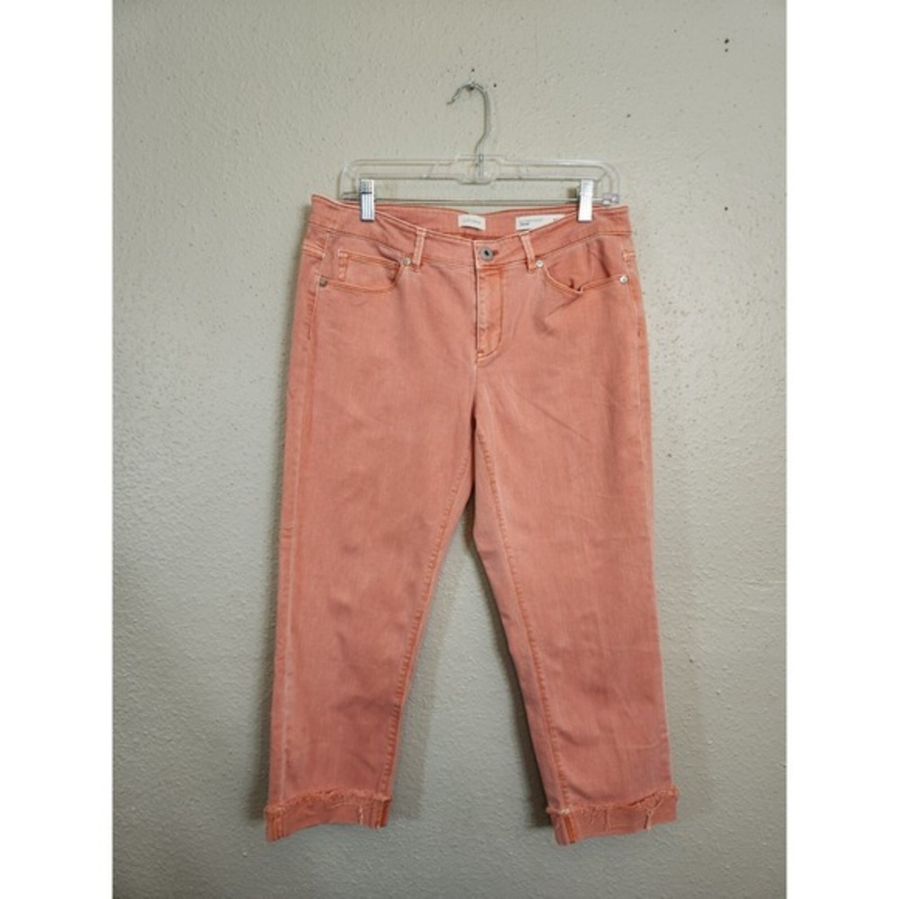 J.Jill Denim Women's Coral Orange High Rise Authentic Fit Cropped Jeans Size 10P